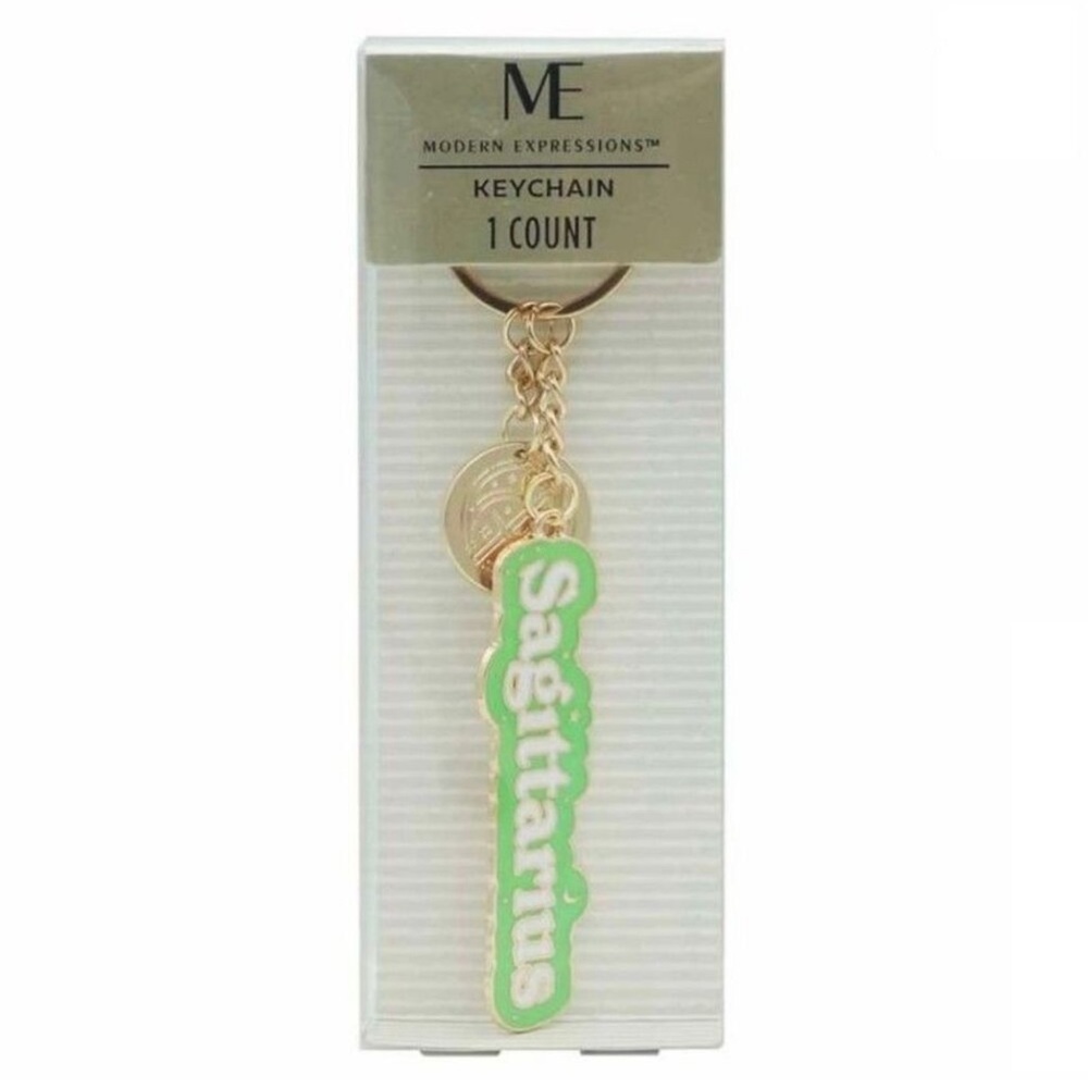 Sagittarius Zodiac Keychain in Green and Gold